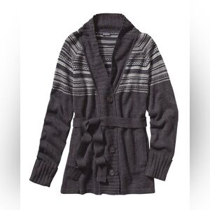 Patagonia Lambswool Nordic Cardigan Sweater with Tie
